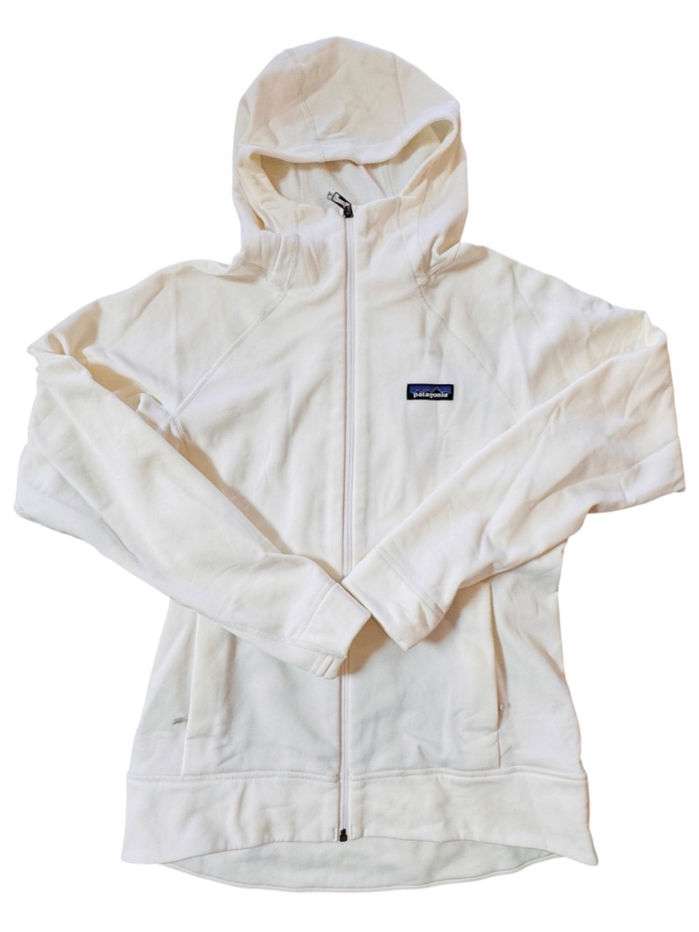 Patagonia Cross Trek Hoody Womens Size M Ivory Full Zip Hooded Fleece